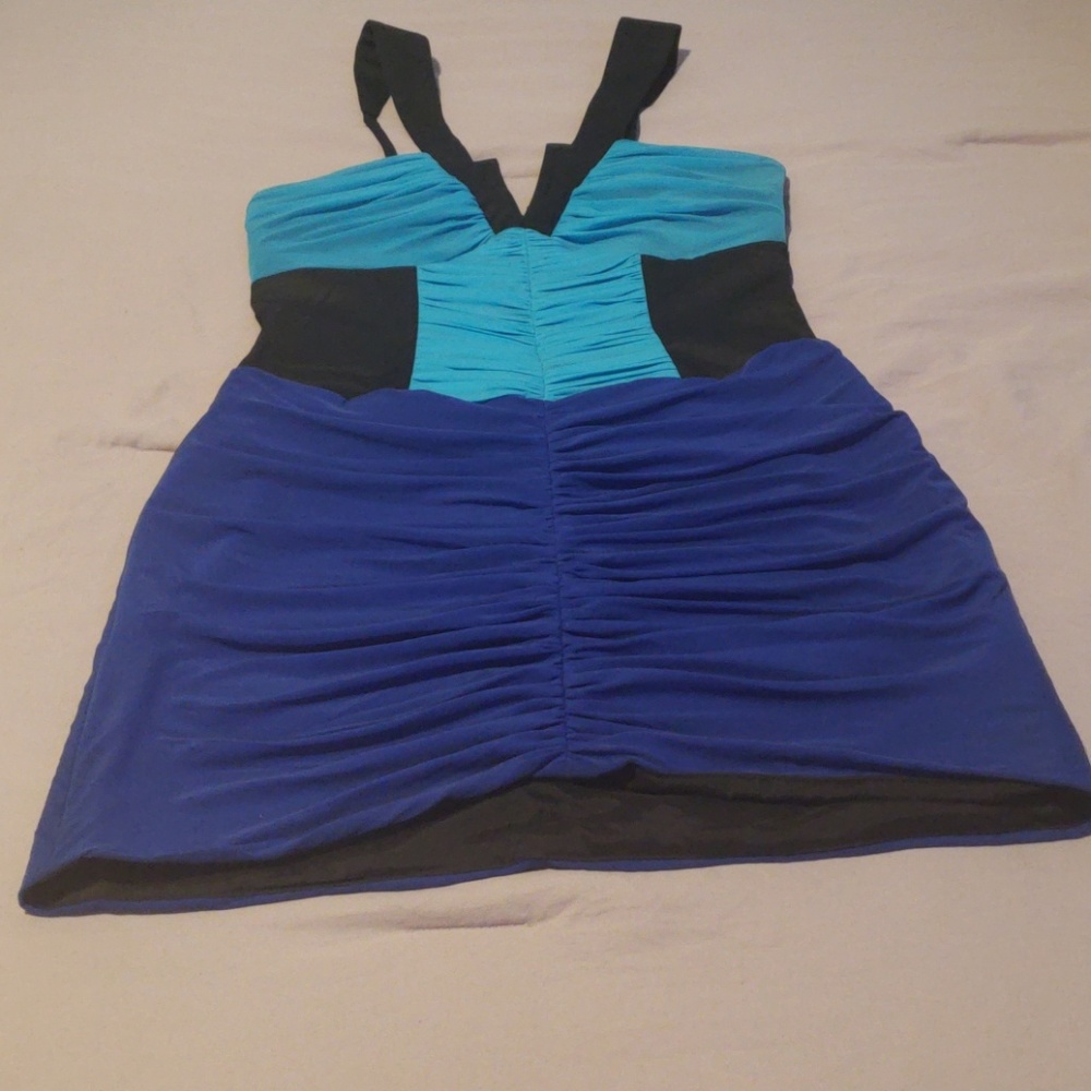 bebe Color Block Mesh Dress - Picture 2 of 8